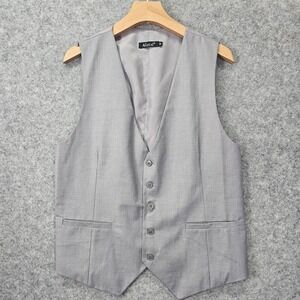 Suit Vest Mens S Gray Formal Waistcoat Business Wedding Classic Dressy ALIZEAL
